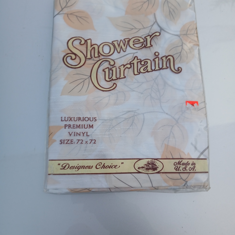 Leaf Pattern Shower Curtain - Cream and Brown